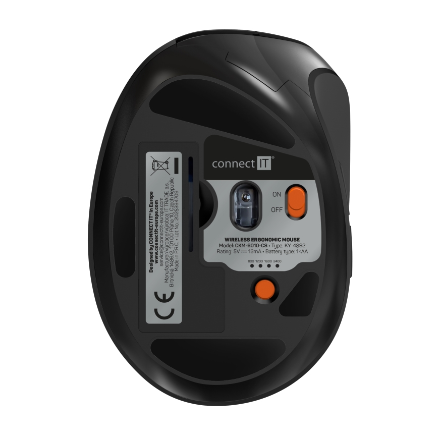 CONNECT IT CKM-6010-CS - Clavier sans fil ergonomique et souris 800/1200/1600/2400 DPI avec localisation CZ/SK 1xAA + 2xAAA noir