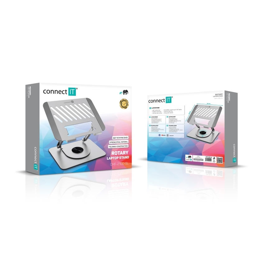 CONNECT IT CMF-2100-SL - Support pivotant pour ordinateur portable argent