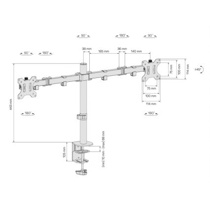 CONNECT IT CMF-3203-BK - Support universel pour 2 écrans 13-32” noir