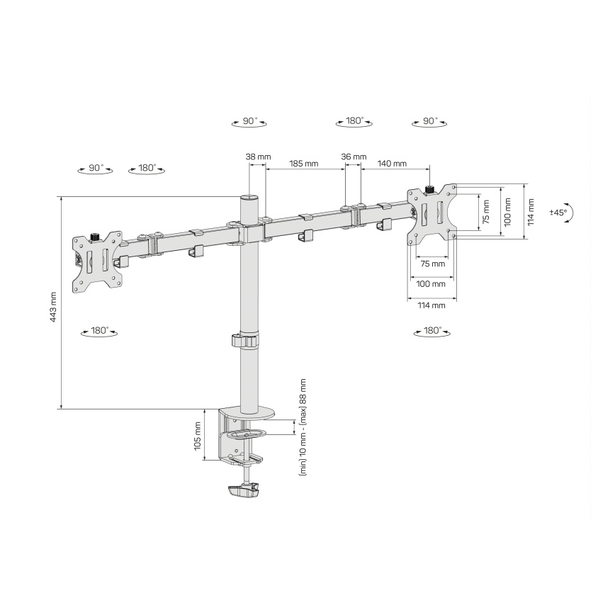 CONNECT IT CMF-3203-BK - Support universel pour 2 écrans 13-32” noir