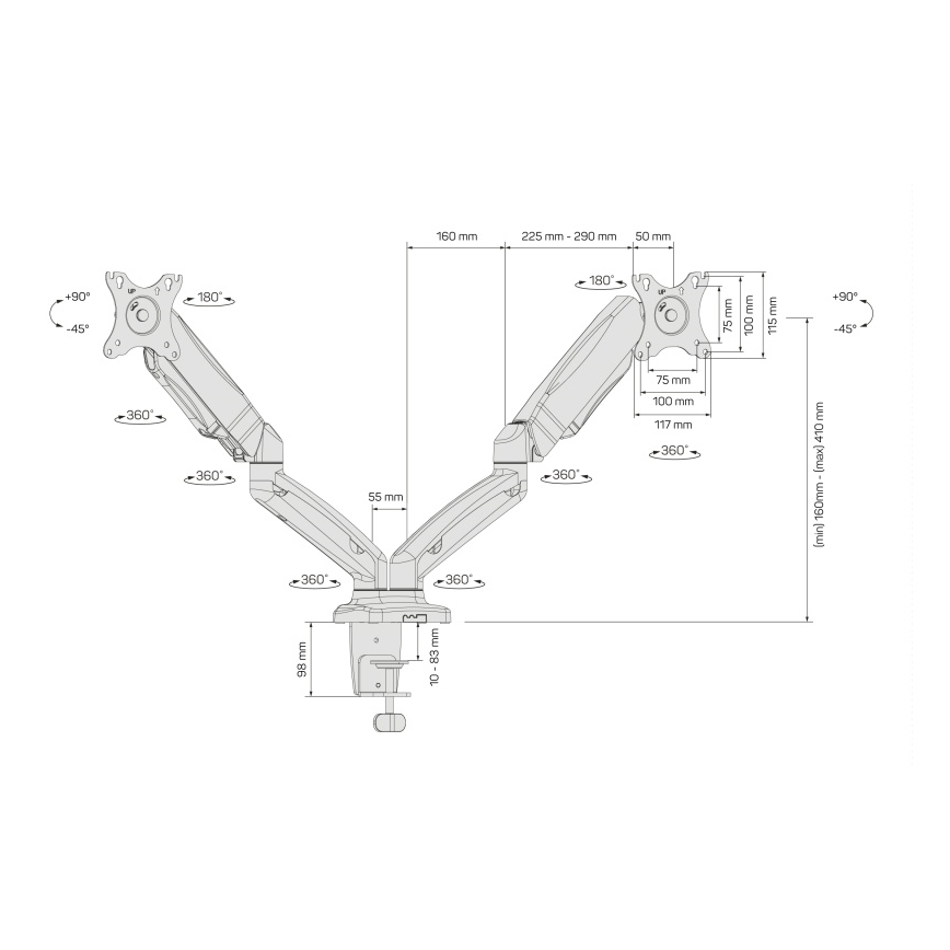 CONNECT IT CMF-3207-BK - Support universel pour 2 écrans 13-27” noir