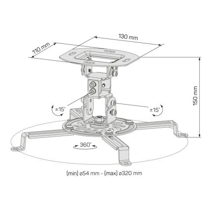 CONNECT IT CMF-6020-BK - Support de projecteur de plafond noir