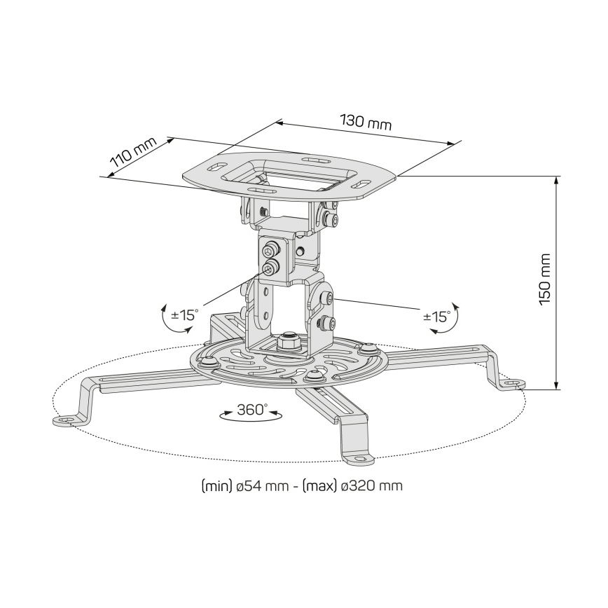 CONNECT IT CMF-6020-BK - Support de projecteur de plafond noir