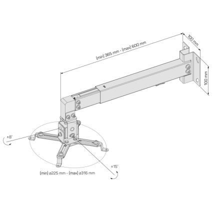 CONNECT IT CMF-7020-SL - Support mural pour projecteur argent