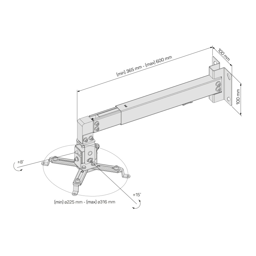 CONNECT IT CMF-7020-SL - Support mural pour projecteur argent