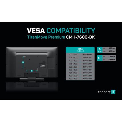 CONNECT IT CMH-7600-BK - Support mural pour TV 32-70” noir