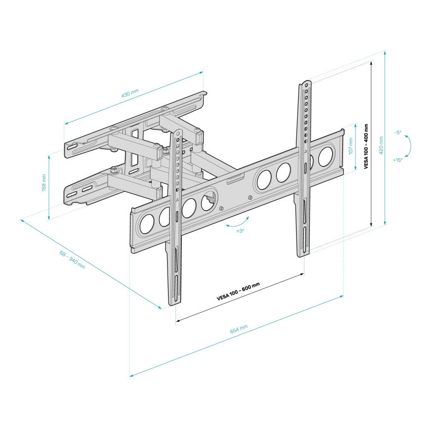 CONNECT IT CMH-7600-BK - Support mural pour TV 32-70” noir