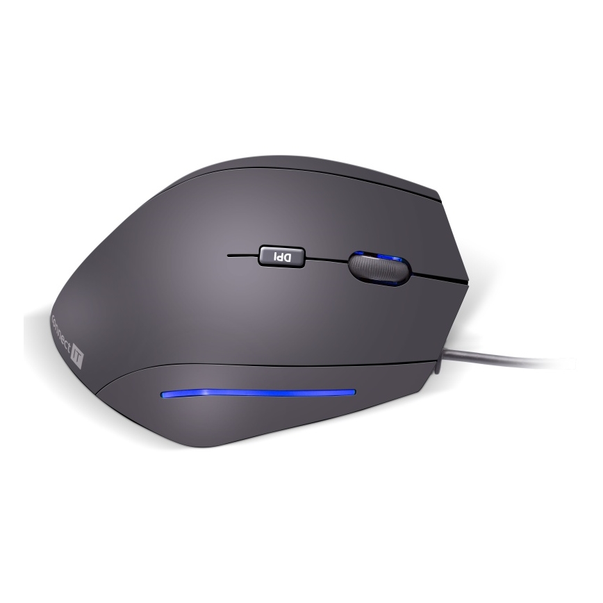 CONNECT IT CMO-2500-BK - Souris filaire ergonomique Verti Wire 1000/1600 DPI noire