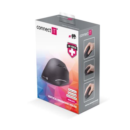 CONNECT IT CMO-2510-BK - Souris sans fil ergonomique Verti Wireless 800/1200/1600 PPP 2x AAA noire