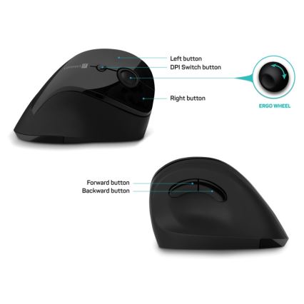 CONNECT IT CMO-2700-BK - Souris sans fil ergonomique 800/1200/1600 DPI 1xAA noir