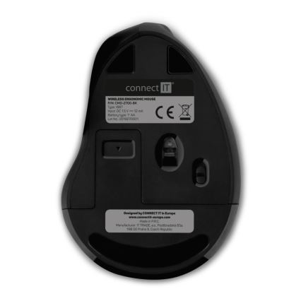 CONNECT IT CMO-2700-BK - Souris sans fil ergonomique 800/1200/1600 DPI 1xAA noir