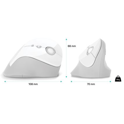 CONNECT IT CMO-2700-WH - Souris sans fil ergonomique 800/1200/1600 DPI 1xAA blanc