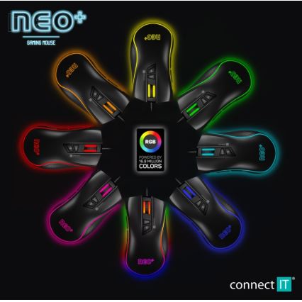 CONNECT IT CMO-3591-BK - Souris de jeu filaire LED RGB 500-7200 DPI noir