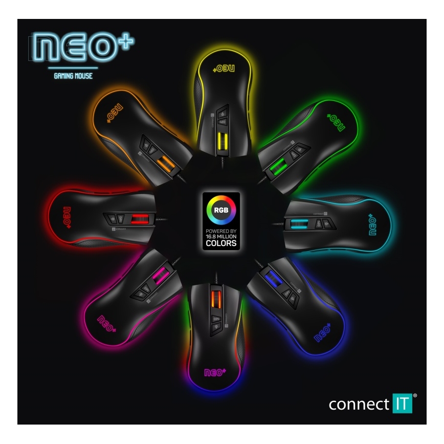 CONNECT IT CMO-3591-BK - Souris de jeu filaire LED RGB 500-7200 DPI noir