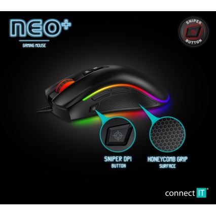 CONNECT IT CMO-3591-BK - Souris de jeu filaire LED RGB 500-7200 DPI noir
