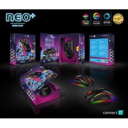 CONNECT IT CMO-3591-BK - Souris de jeu filaire LED RGB 500-7200 DPI noir