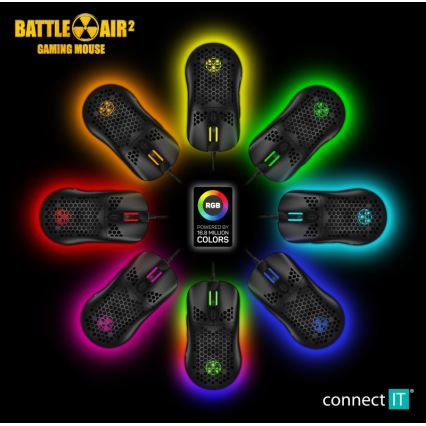CONNECT IT CMO-5511-BK - Souris de jeu filaire LED RGB 200-12800 DPI noir