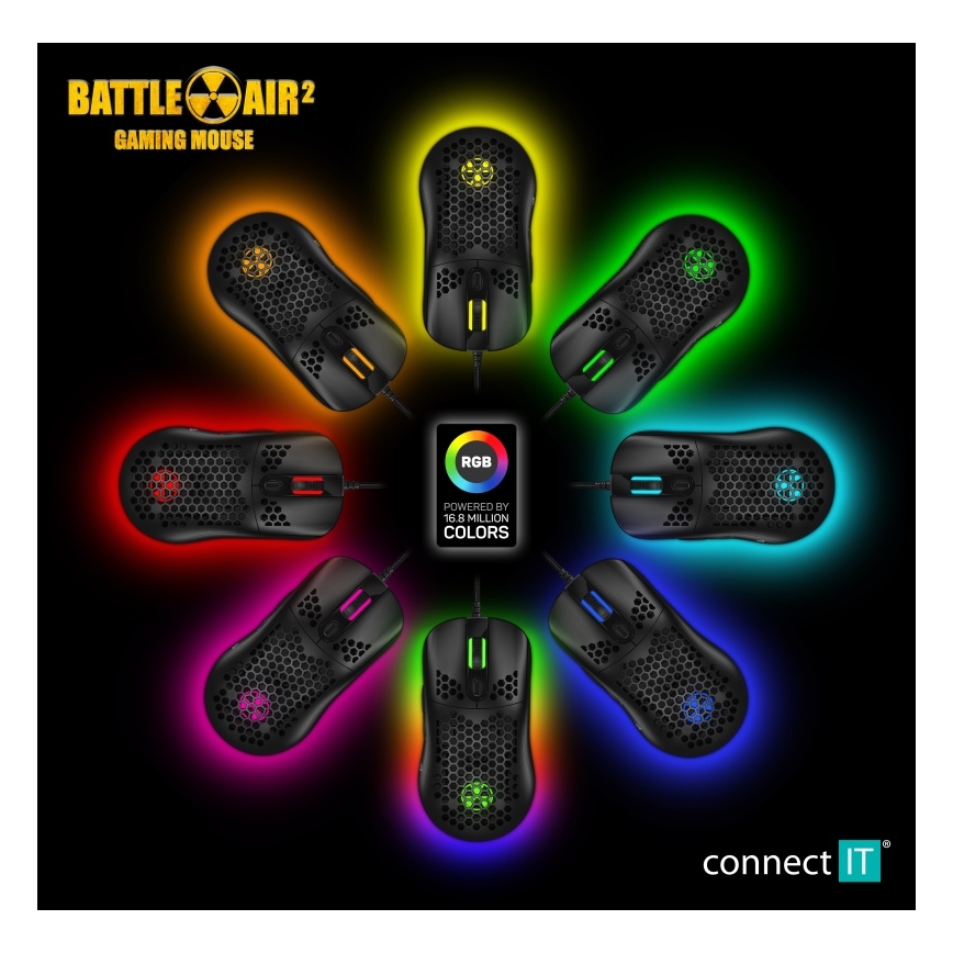 CONNECT IT CMO-5511-BK - Souris de jeu filaire LED RGB 200-12800 DPI noir