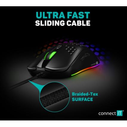 CONNECT IT CMO-5511-BK - Souris de jeu filaire LED RGB 200-12800 DPI noir