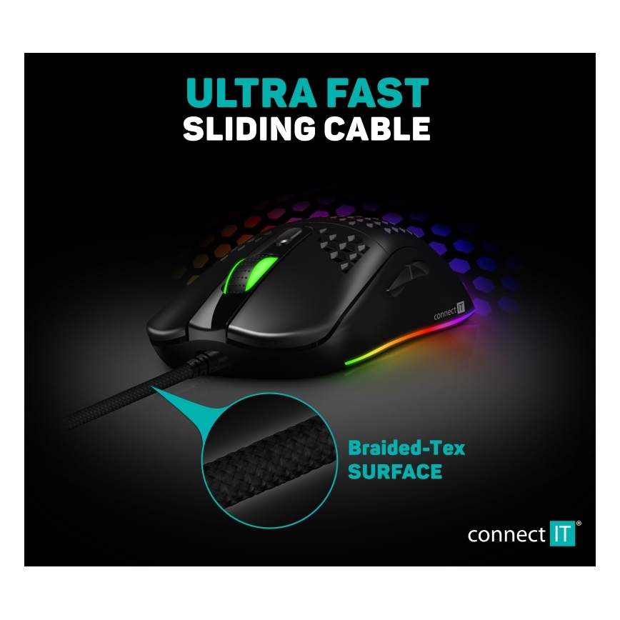 CONNECT IT CMO-5511-BK - Souris de jeu filaire LED RGB 200-12800 DPI noir