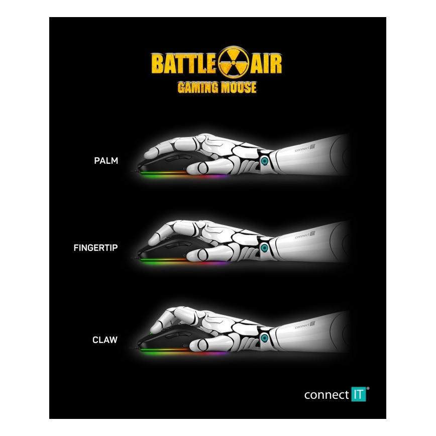 CONNECT IT CMO-5511-BK - Souris de jeu filaire LED RGB 200-12800 DPI noir