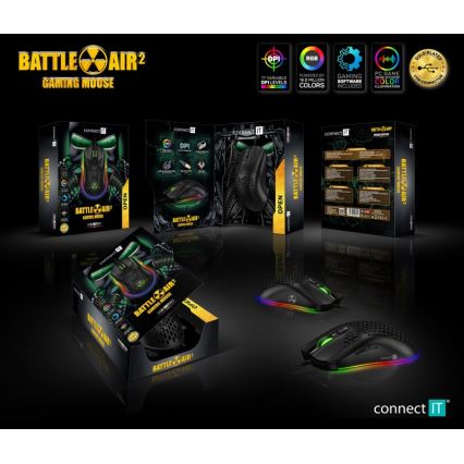 CONNECT IT CMO-5511-BK - Souris de jeu filaire LED RGB 200-12800 DPI noir