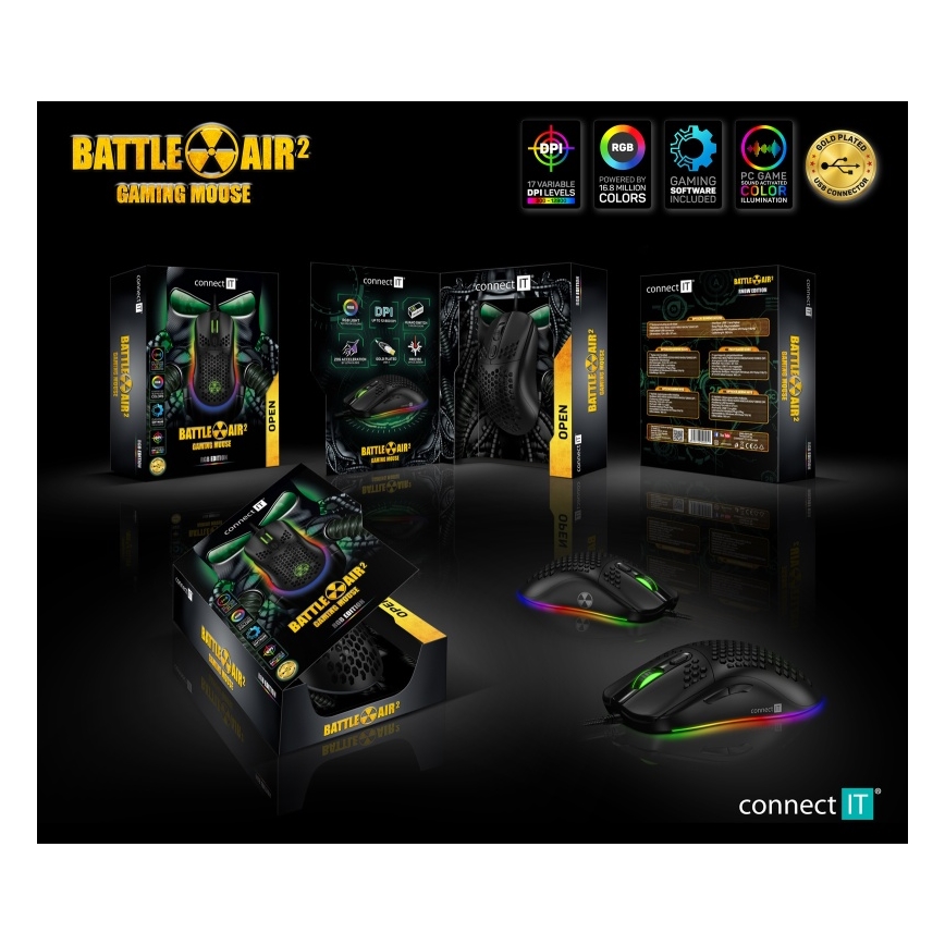CONNECT IT CMO-5511-BK - Souris de jeu filaire LED RGB 200-12800 DPI noir