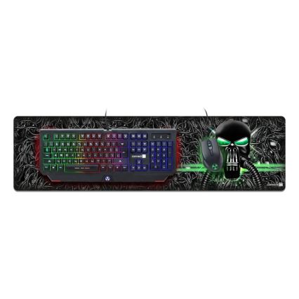 CONNECT IT CMP-1110-LG - Tapis de clavier et souris 88,6x24,5 cm noir/vert