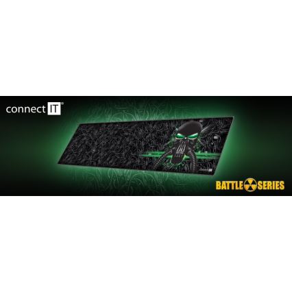 CONNECT IT CMP-1110-LG - Tapis de clavier et souris 88,6x24,5 cm noir/vert