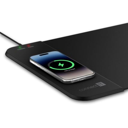 CONNECT IT CMP-2500-LG - Tapis de clavier et souris avec Qi charge sans fil 80x30 cm noir