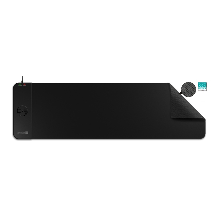 CONNECT IT CMP-2500-LG - Tapis de clavier et souris avec Qi charge sans fil 80x30 cm noir