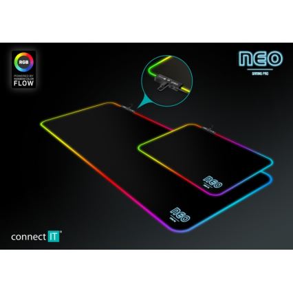CONNECT IT CMP-3100-LG - LED RGB Gaming keyboard et souris pad 80x30 cm noir