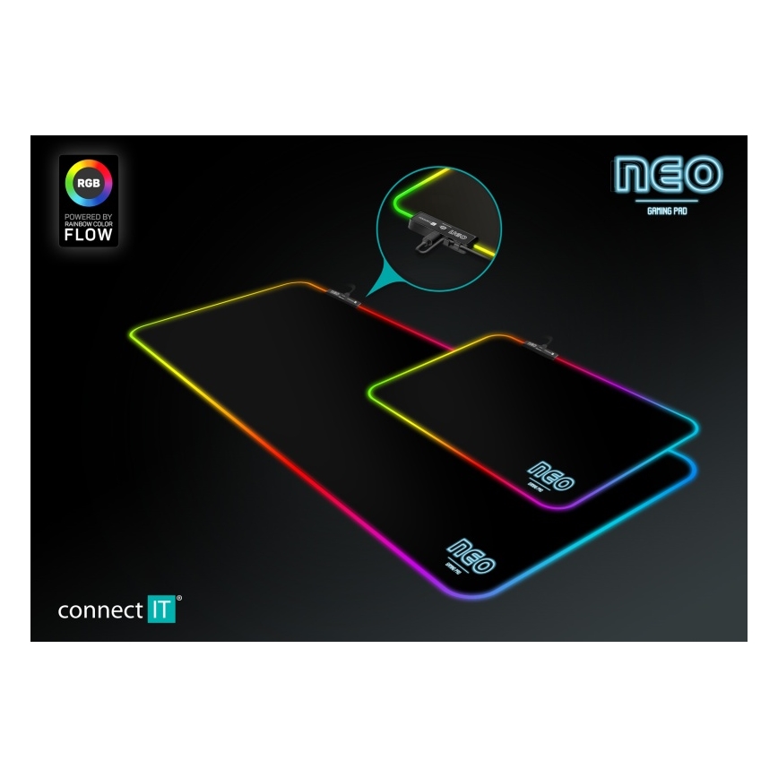 CONNECT IT CMP-3100-LG - LED RGB Gaming keyboard et souris pad 80x30 cm noir