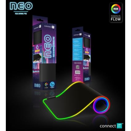 CONNECT IT CMP-3100-LG - LED RGB Gaming keyboard et souris pad 80x30 cm noir