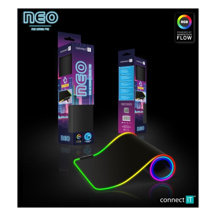CONNECT IT CMP-3100-LG - LED RGB Gaming keyboard et souris pad 80x30 cm noir