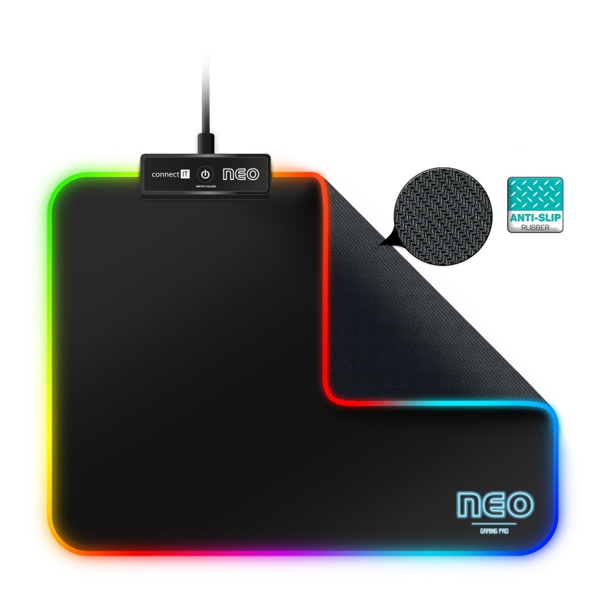 CONNECT IT CMP-3100-SM - LED RGB Souris gaming pad 32x24,5 cm noir