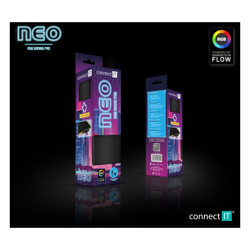 CONNECT IT CMP-3100-SM - LED RGB Souris gaming pad 32x24,5 cm noir