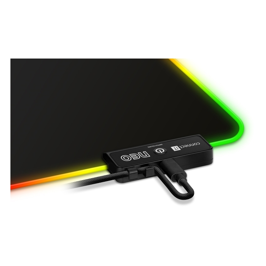 CONNECT IT CMP-3100-SM - Tapis de souris de jeu LED RGB 32x24,5 cm noir