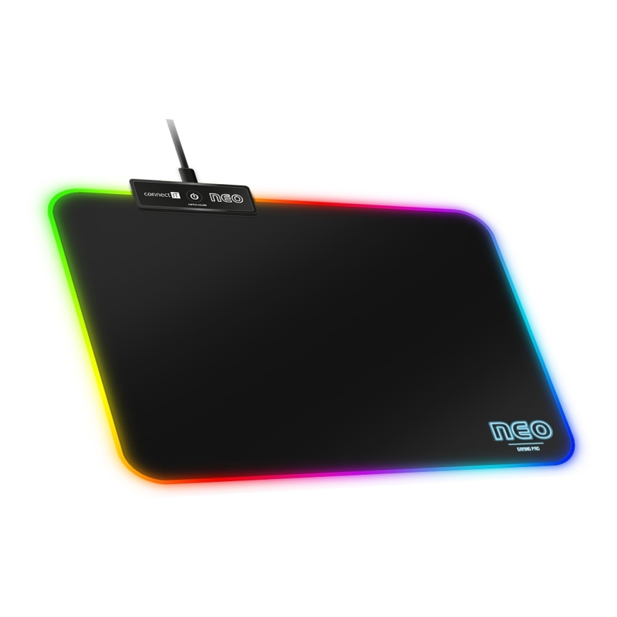 CONNECT IT CMP-3100-SM - Tapis de souris de jeu LED RGB 32x24,5 cm noir