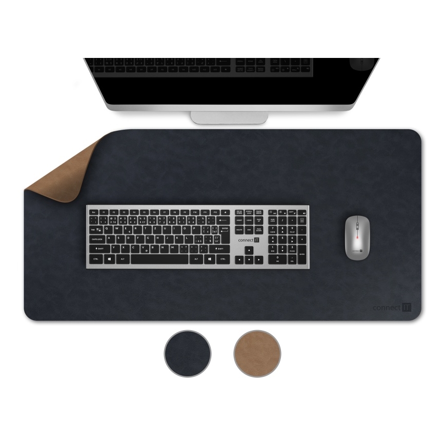 CONNECT IT CMP-4040-LG - Tapis réversible pour clavier et souris 90 x 40 cm bleu/marron