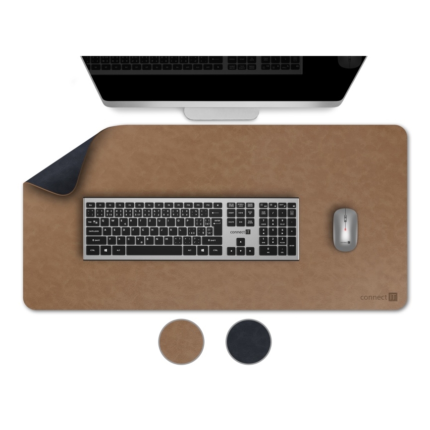 CONNECT IT CMP-4040-LG - Tapis réversible pour clavier et souris 90 x 40 cm bleu/marron