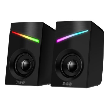 CONNECT IT CSP-1100-BK - LOT 2x Enceinte gaming LED RGB 6W/5V noir
