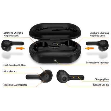 CONNECT IT HEP-5300-BK - Ecouteurs sans fil avec micro 300 mAh noir