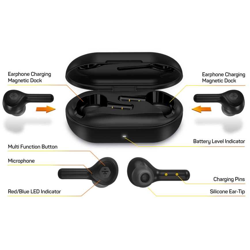 CONNECT IT HEP-5300-BK - Ecouteurs sans fil avec micro 300 mAh noir