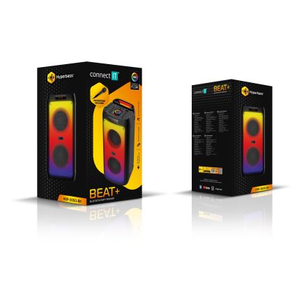 CONNECT IT HSP-3050-BK - Enceinte sans fil LED avec un micro 60W/5V 4500 mAh noir + Télécommande