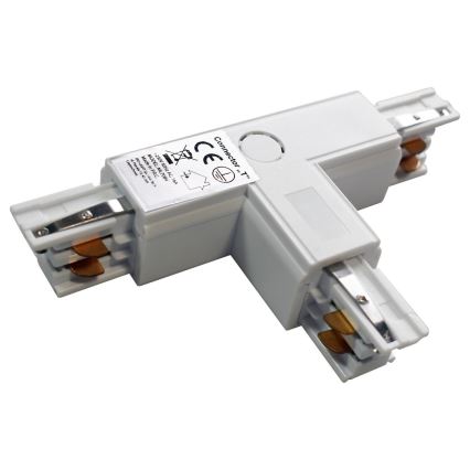 Connecteur pour lumières dans un sytème de rail 3-phase TRACK blanc type T