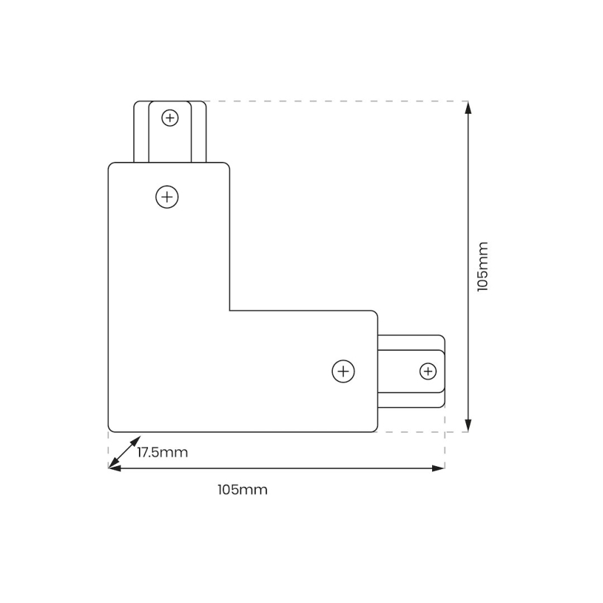 Connecteur pour luminaires dans le système de rail monophase type L + alimentation électrique blanc