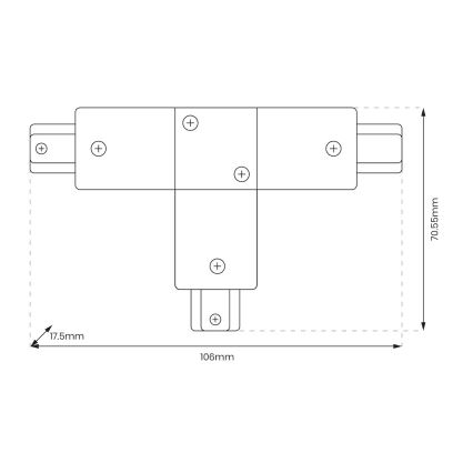 Connecteur pour luminaires dans le système de rail monophase type T noir