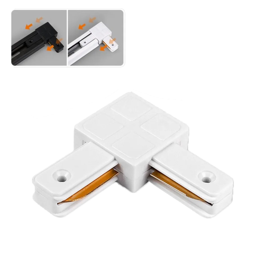 Connecteur pour luminaires pour système sur rail monophasé, type L, blanc