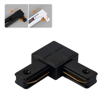 Connecteur pour luminaires sur rail monophasé, type L, noir